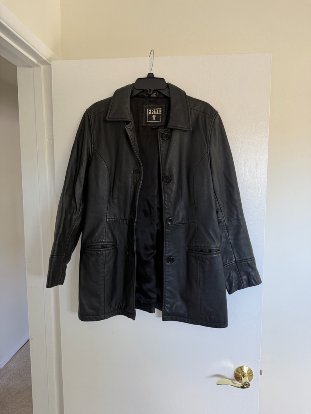 Frye Black Leather Button Front Jacket